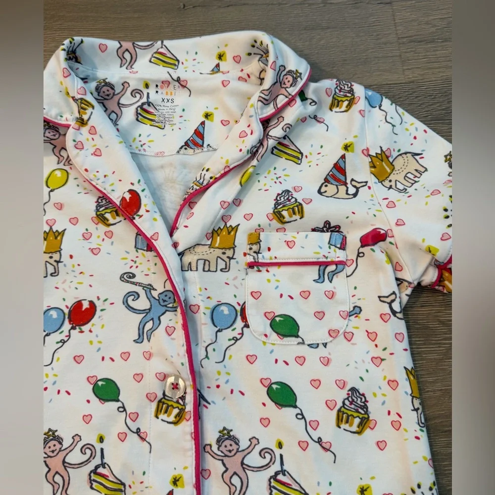 Roller Rabbit Birthday Bonanza Polo Pajamas Set XXS - Picture 5 of 8